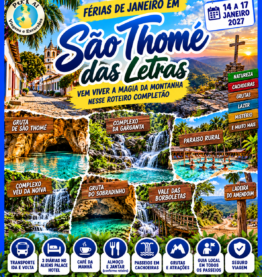 FÉRIAS DE JANEIRO EM SÃO THOMÉ DAS LETRAS 14 a 17/01/2027